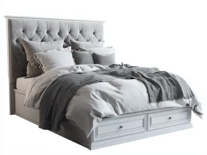 Lit double 200x160x120 cm - structure bois blanc et tête de lit capitonnée grise - usage chambre - style contemporain-Pinegetyard