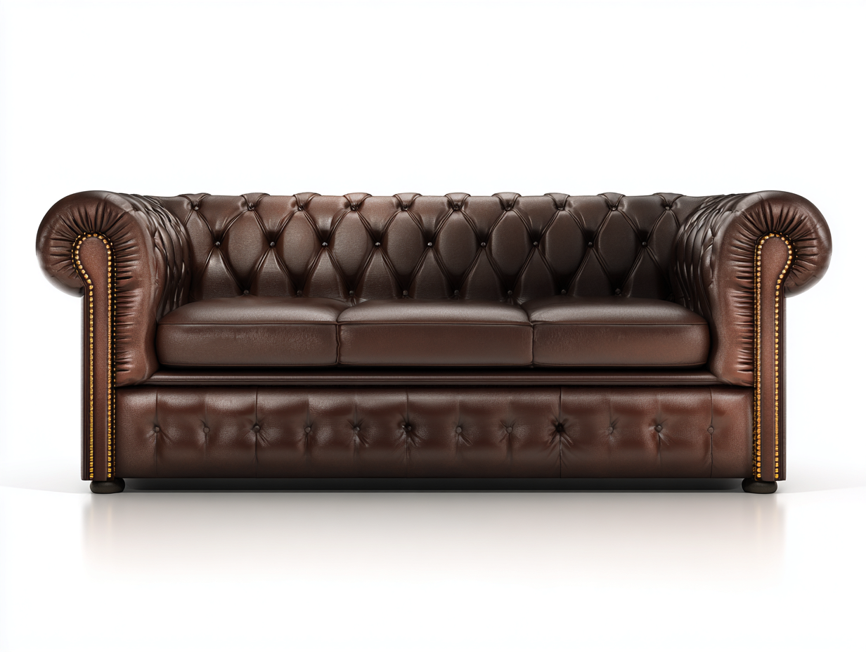 Canapé 3 places en cuir 215x95x90 cm - marron - style classique-Pinegetyard