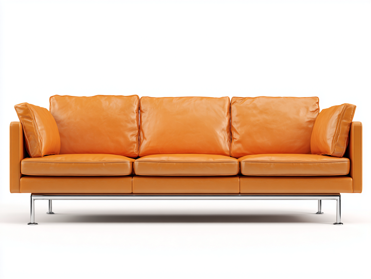 Canapé 3 places en cuir 210x90x85 cm - orange - style moderne-Pinegetyard