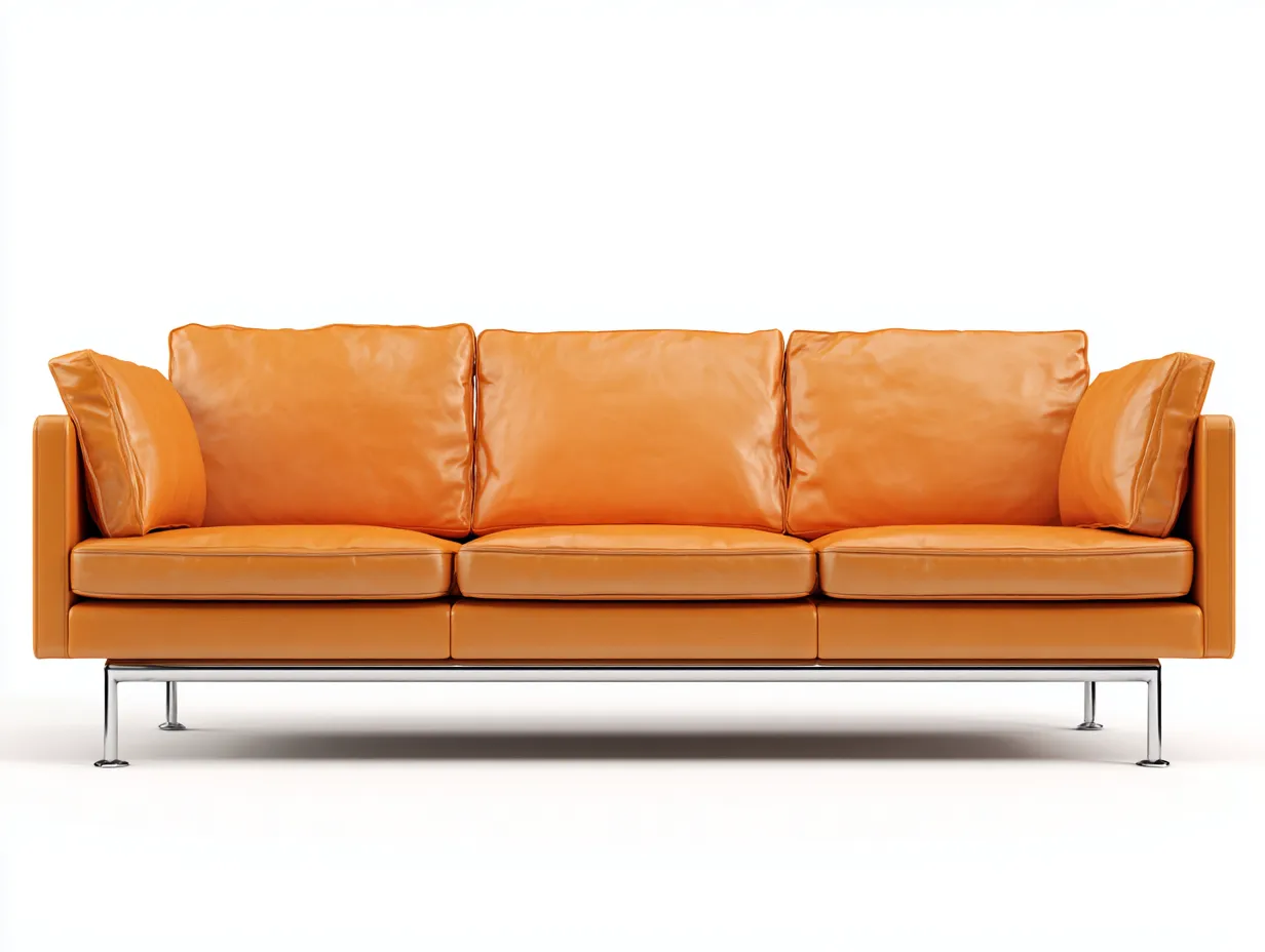 Canapé 3 places en cuir 210x90x85 cm - orange - style moderne-Pinegetyard