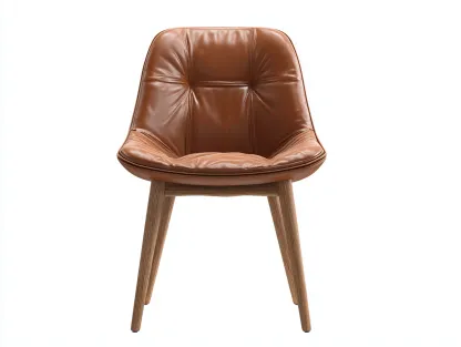 Chaise de salle à manger 56x54x78 cm - revêtement effet cuir marron - structure bois - usage salle à manger - design contemporain-Pinegetyard