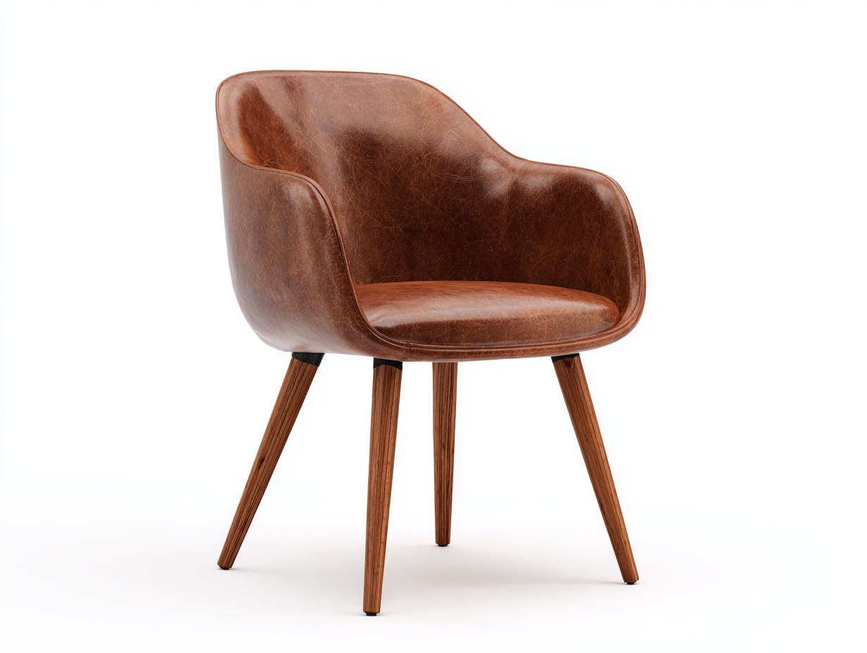 Chaise de salle à manger 56x54x78 cm - revêtement effet cuir marron - structure bois - usage salle à manger - design contemporain-Pinegetyard