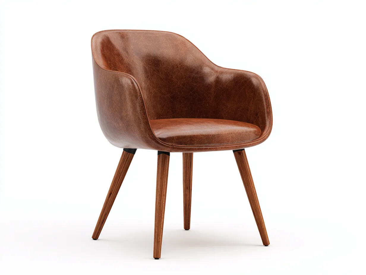 Chaise de salle à manger 56x54x78 cm - revêtement effet cuir marron - structure bois - usage salle à manger - design contemporain-Pinegetyard