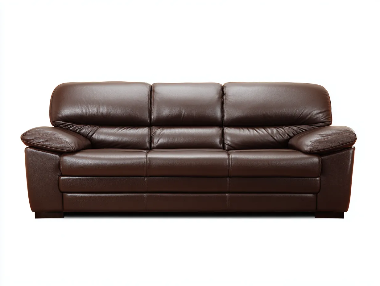 Canapé 3 places en cuir 220x95x85 cm - marron - style moderne pour salon-Pinegetyard