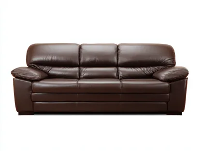 Canapé 3 places en cuir 220x95x85 cm - marron - style moderne pour salon-Pinegetyard