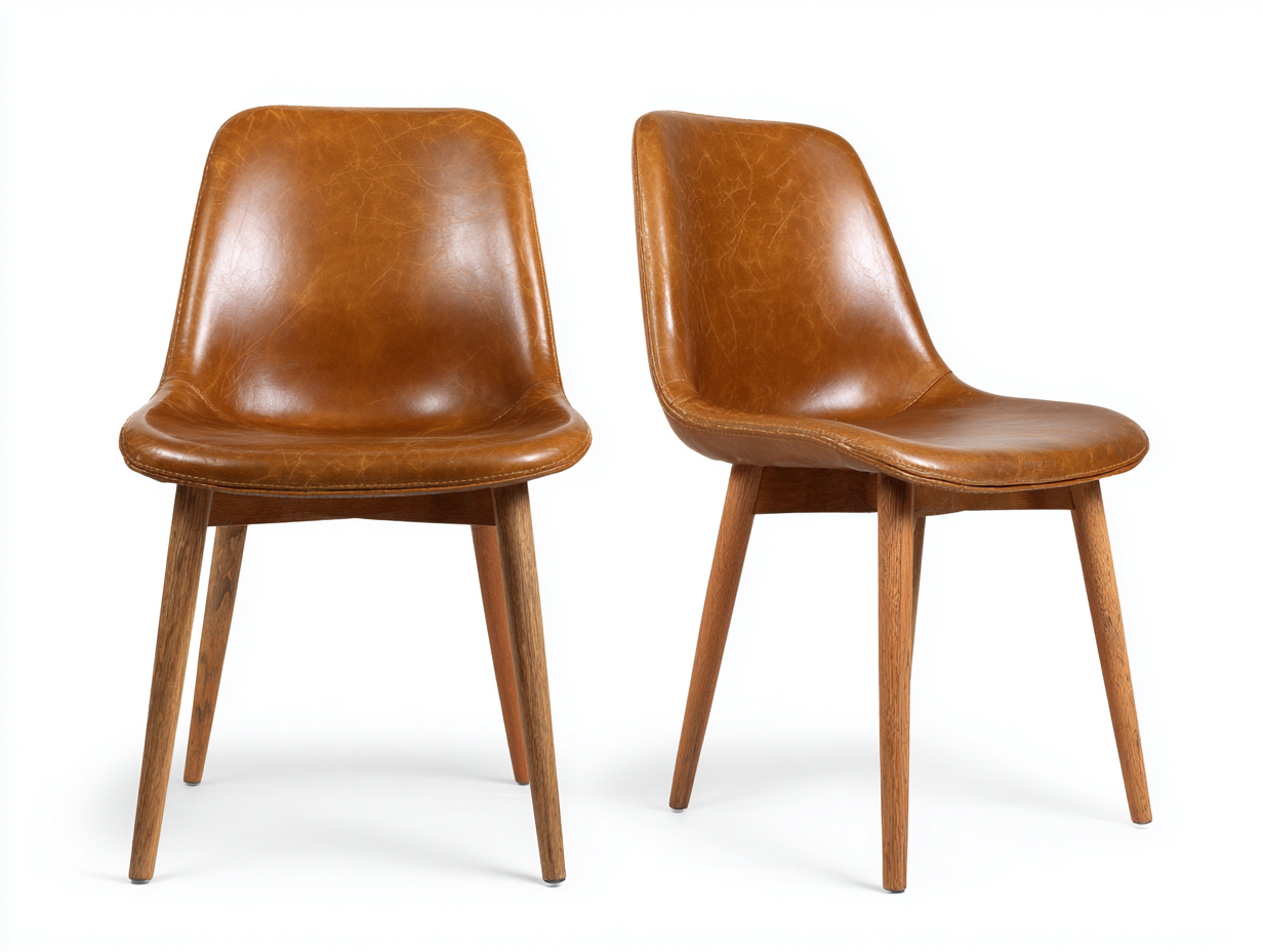 Chaise de salle à manger en cuir synthétique 46x54x82 cm - marron - style vintage contemporain-Pinegetyard