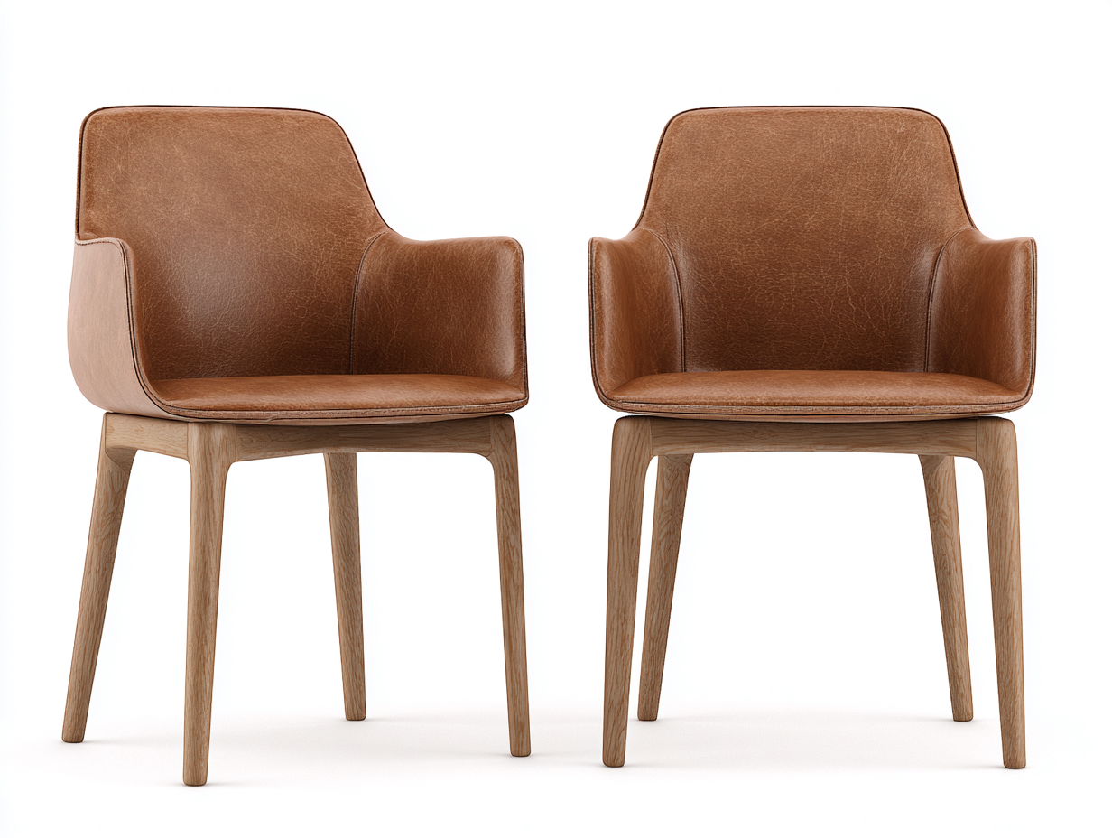 Chaise de salle à manger en cuir et bois 55x58x82 cm - marron - style contemporain pour intérieur-Pinegetyard