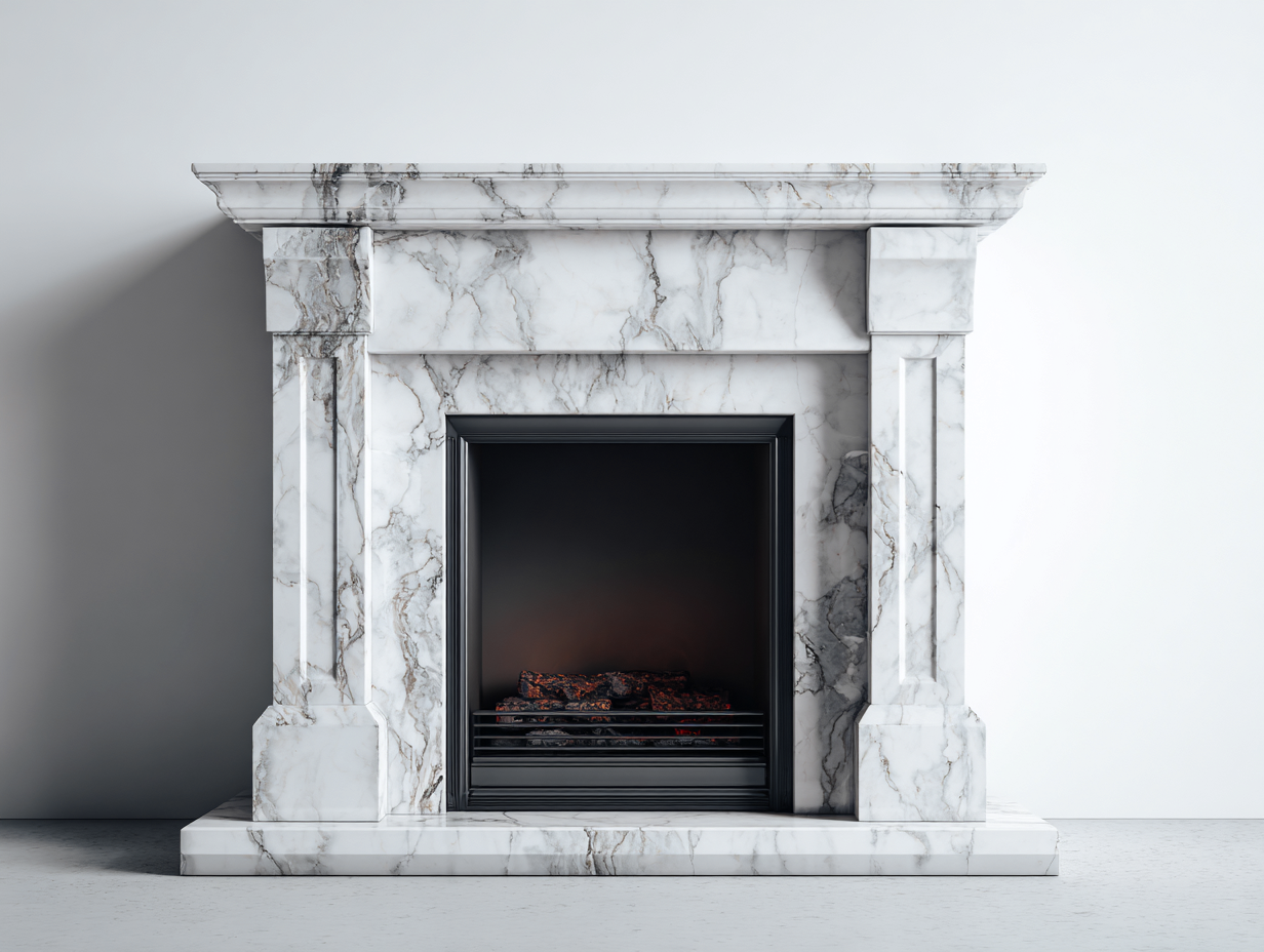 Cheminée électrique en marbre 120x40x110 cm - blanc - style classique pour intérieur-Pinegetyard