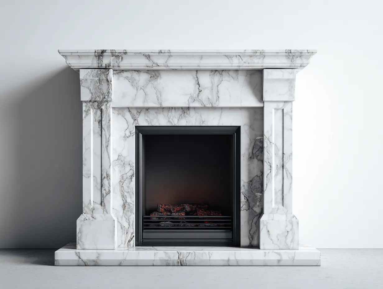Cheminée électrique en marbre 120x40x110 cm - blanc - style classique pour intérieur-Pinegetyard