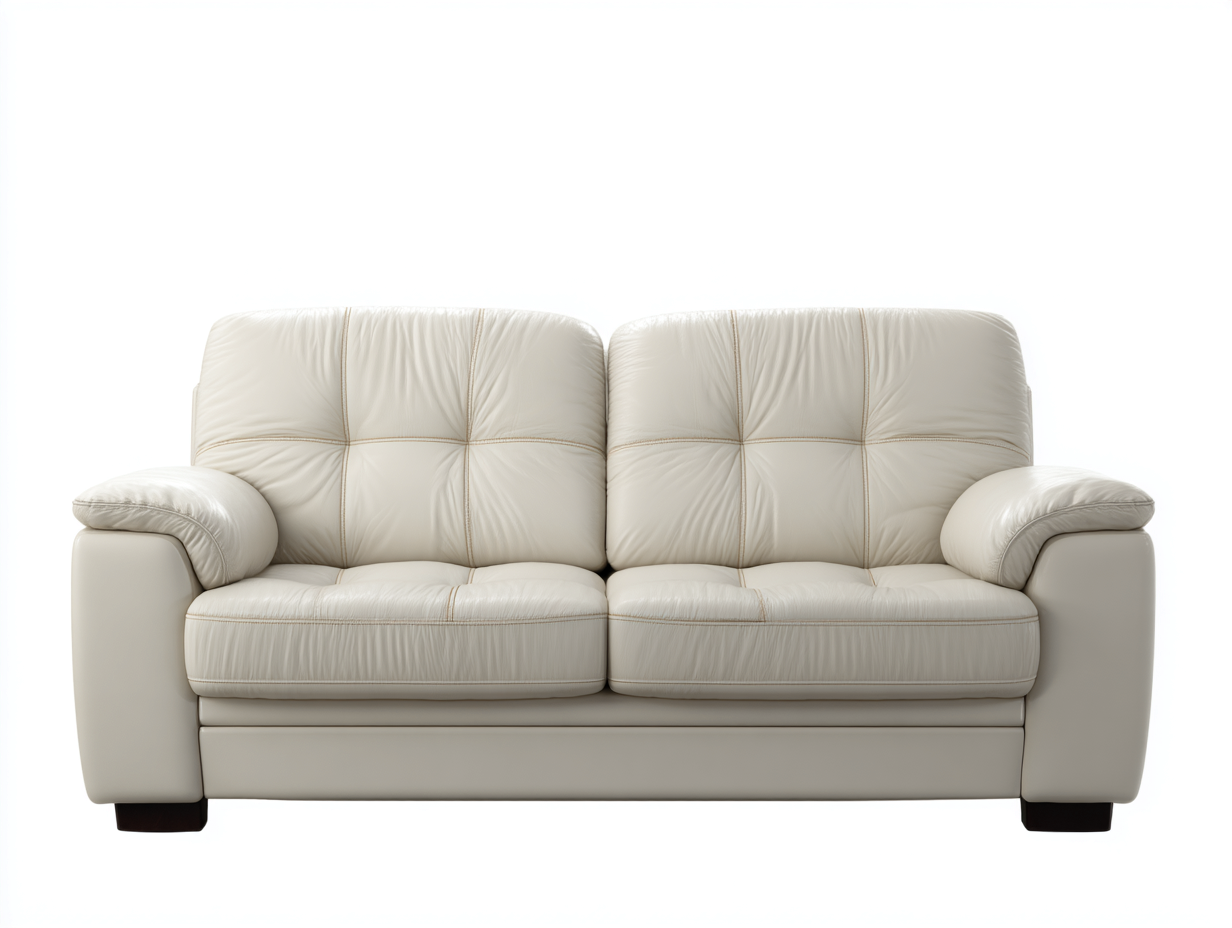 Canapé 2 places en cuir 168x92x86 cm - blanc cassé - style classique-Pinegetyard