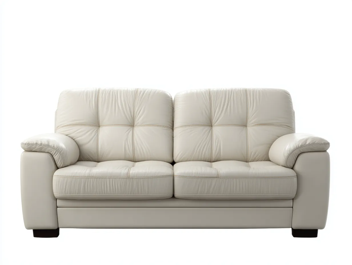 Canapé 2 places en cuir 168x92x86 cm - blanc cassé - style classique-Pinegetyard