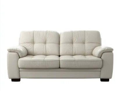 Canapé 2 places en cuir 168x92x86 cm - blanc cassé - style classique-Pinegetyard