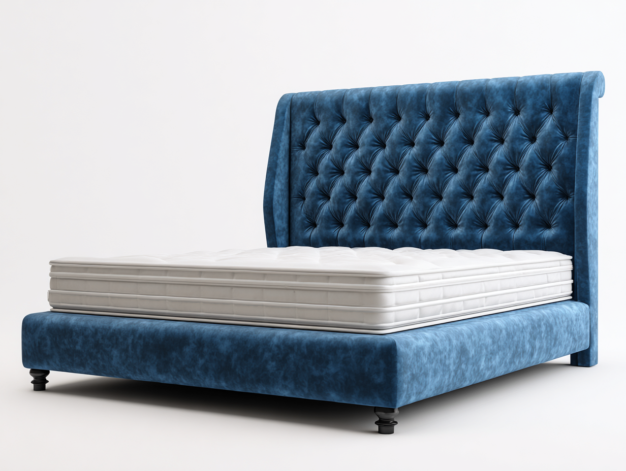 Lit double capitonné en tissu 210x170x120 cm - Bleu - Style élégant-Pinegetyard