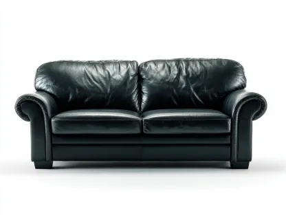 Canapé 2 places en cuir véritable 185x90x85 cm - Noir - Style classique-Pinegetyard