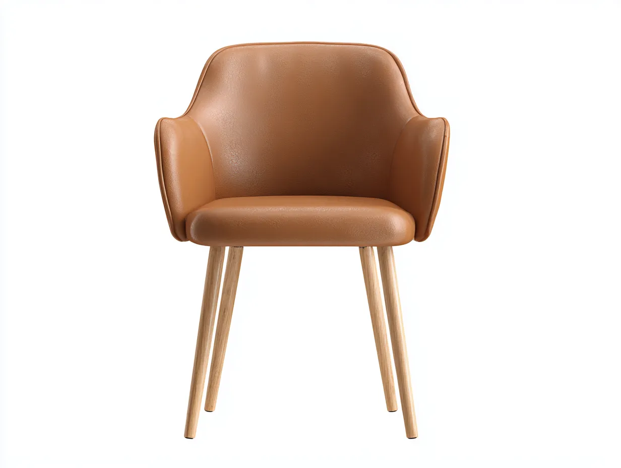 Chaise de salle à manger en cuir synthétique 48x55x80 cm - camel - design contemporain-Pinegetyard