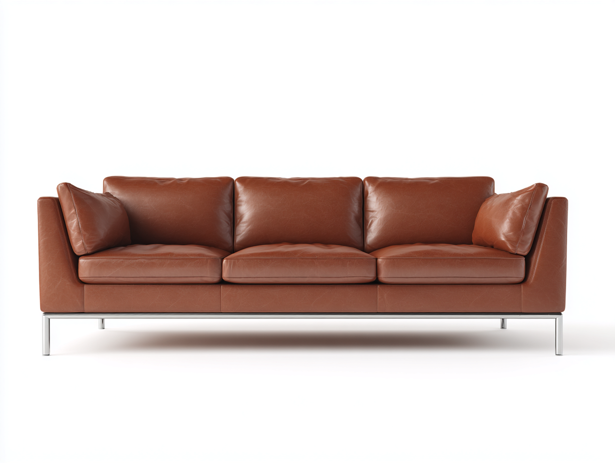 Canapé 3 places en cuir 215x90x85 cm - marron - style moderne-Pinegetyard