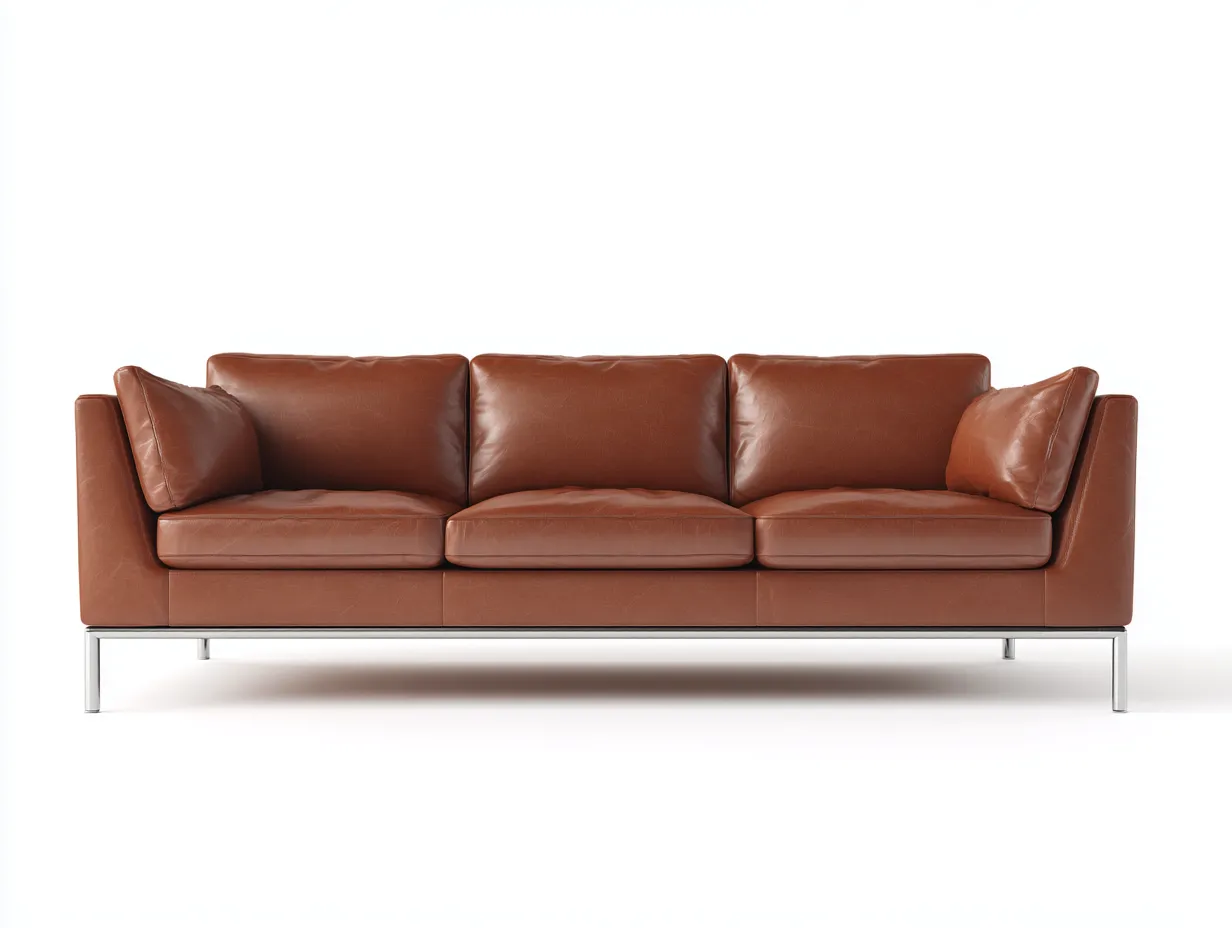 Canapé 3 places en cuir 215x90x85 cm - marron - style moderne-Pinegetyard