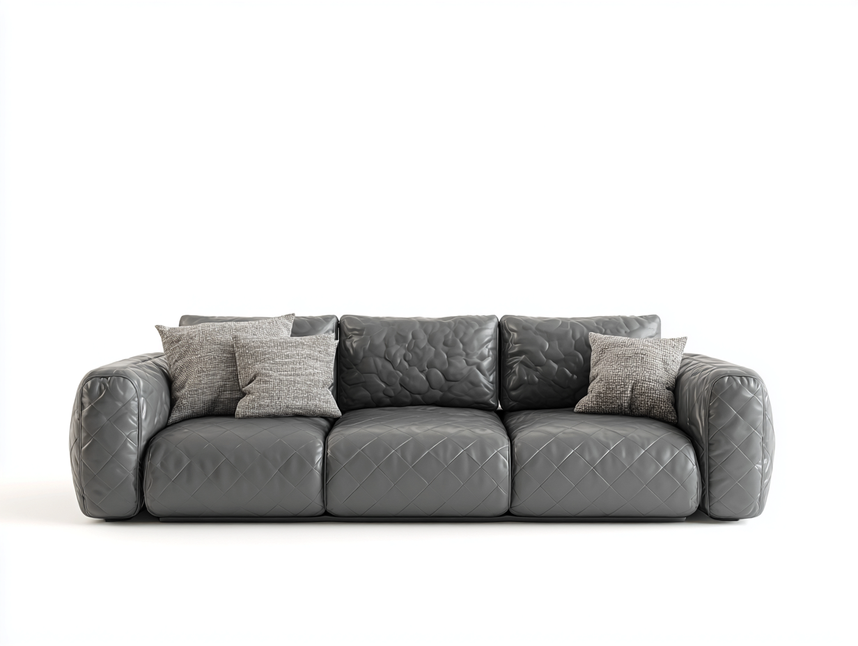 Canapé 3 places en cuir 220x95x82 cm - gris - design contemporain pour salon-Luxegetden