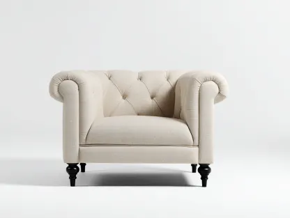 Fauteuil en tissu capitonné 88x80x75 cm - beige - style classique pour salon-Luxegetden