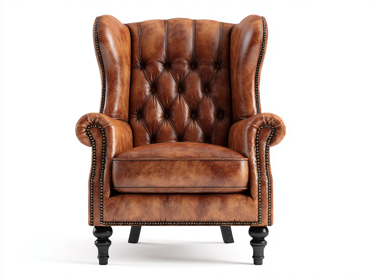 Fauteuil en cuir 80x85x104 cm - marron - style classique pour salon-Luxegetden