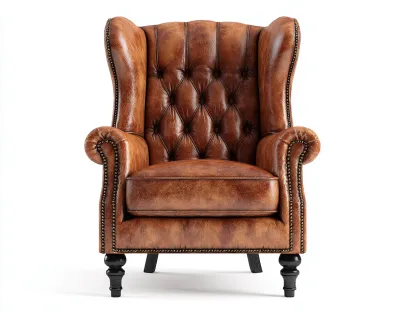 Fauteuil en cuir 80x85x104 cm - marron - style classique pour salon-Luxegetden