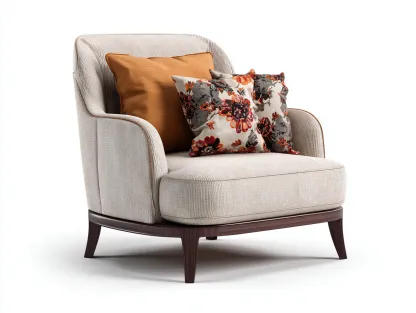 Fauteuil en tissu rembourré 85x82x78 cm - beige - style contemporain pour salon-Luxegetden