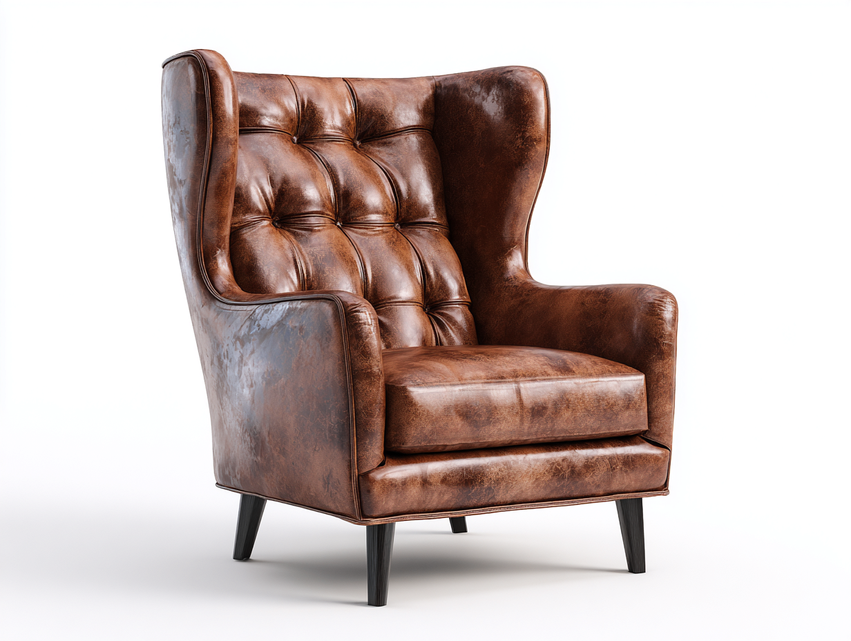 Fauteuil en cuir 88x86x105 cm - marron - style classique pour salon-Luxegetden