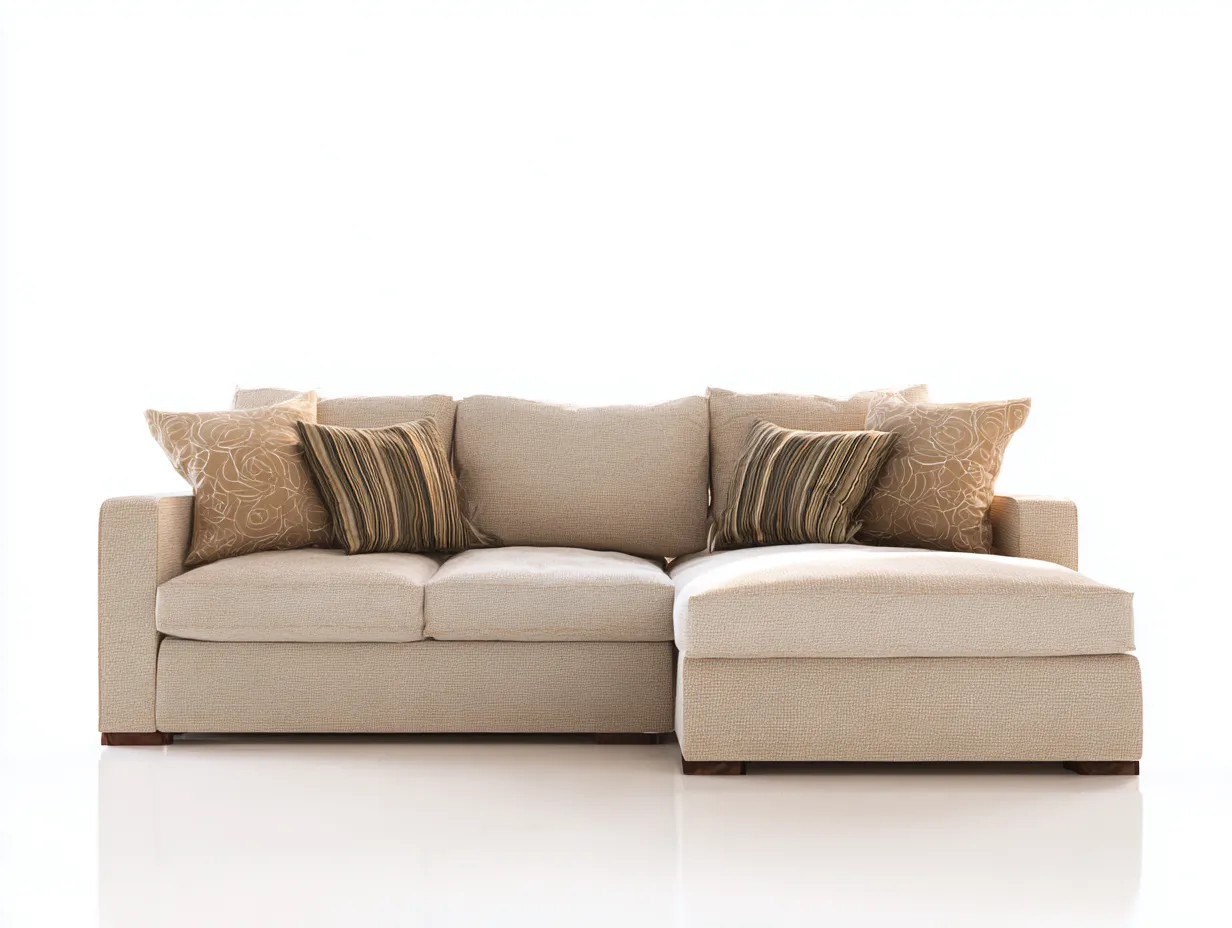 Canapé d'angle en tissu 255x160x82 cm - beige - style contemporain pour salon-Luxegetden