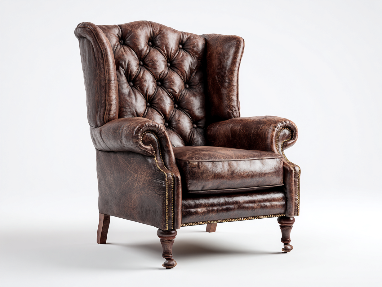 Fauteuil en cuir 88x86x105 cm - marron - style classique pour salon-Luxegetden