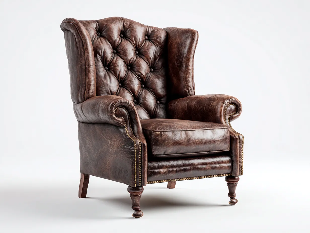 Fauteuil en cuir 88x86x105 cm - marron - style classique pour salon-Luxegetden
