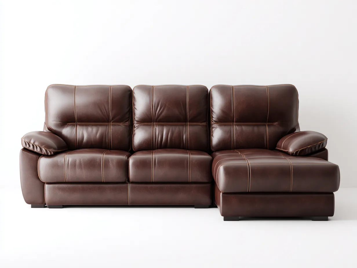 Canapé d'angle en cuir 255x170x88 cm - marron - style contemporain pour salon-Luxegetden