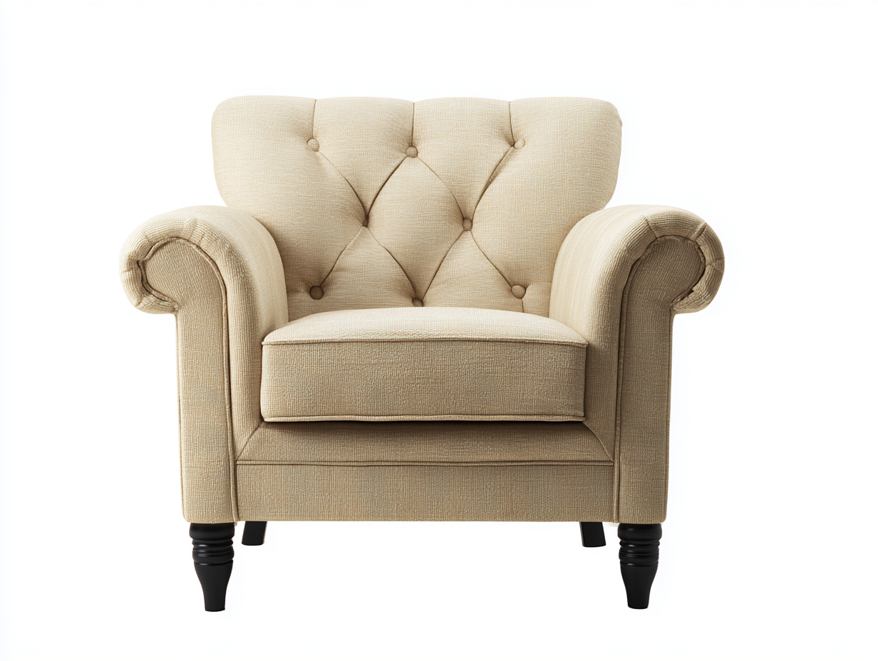 Fauteuil en tissu capitonné 78x80x86 cm - beige - style classique pour salon-Luxegetden