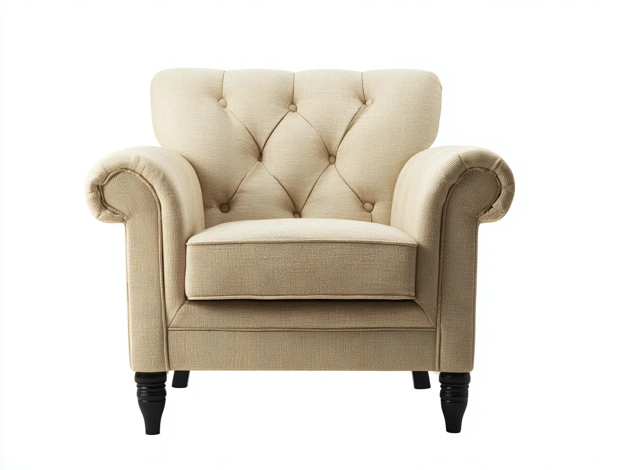 Fauteuil en tissu capitonné 78x80x86 cm - beige - style classique pour salon-Luxegetden