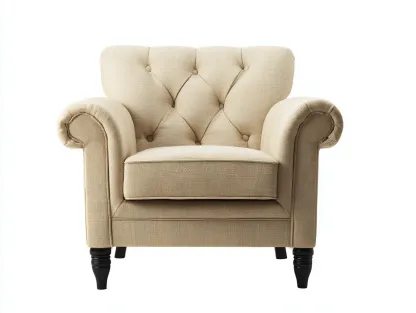 Fauteuil en tissu capitonné 78x80x86 cm - beige - style classique pour salon-Luxegetden