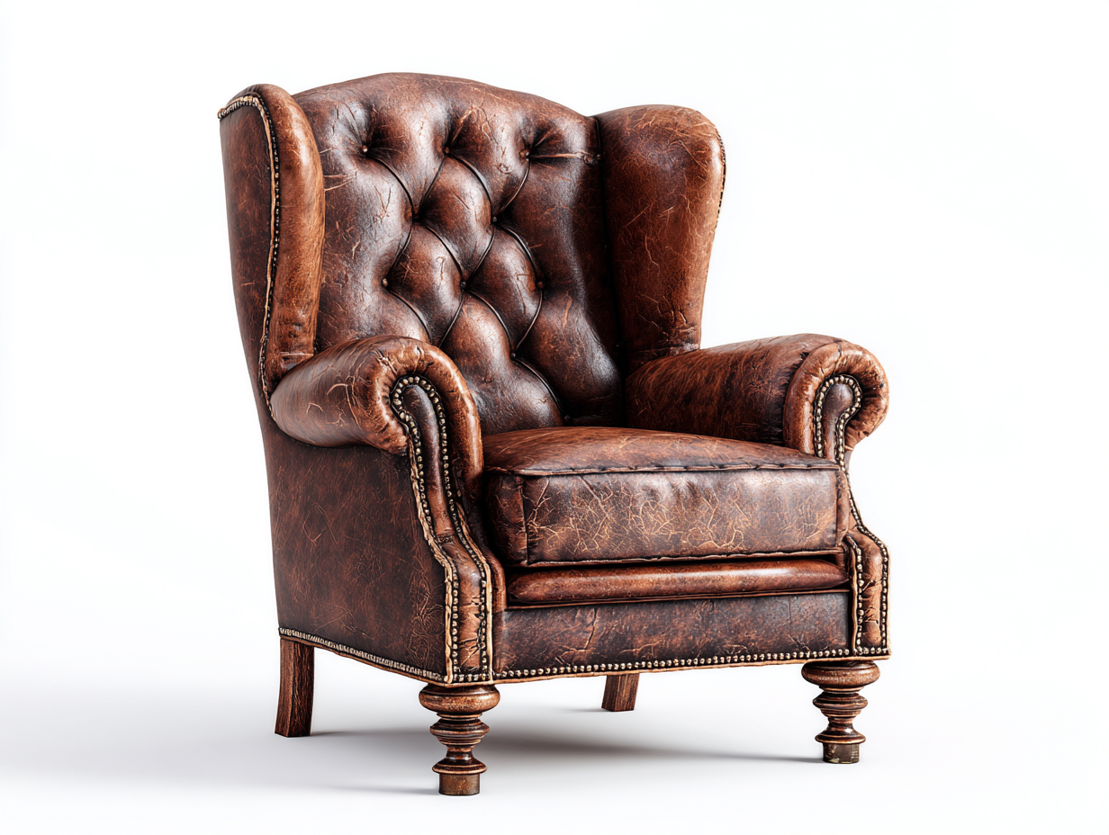 Fauteuil en cuir 92x90x110 cm - marron foncé - style classique pour salon-Luxegetden