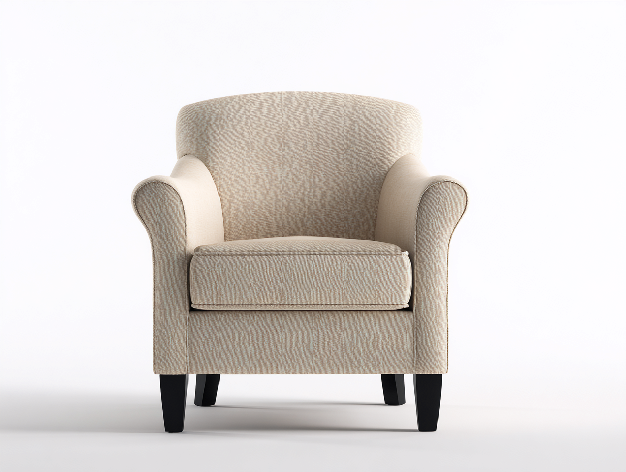Fauteuil en tissu rembourré 76x82x88 cm - beige - style contemporain pour salon-Luxegetden