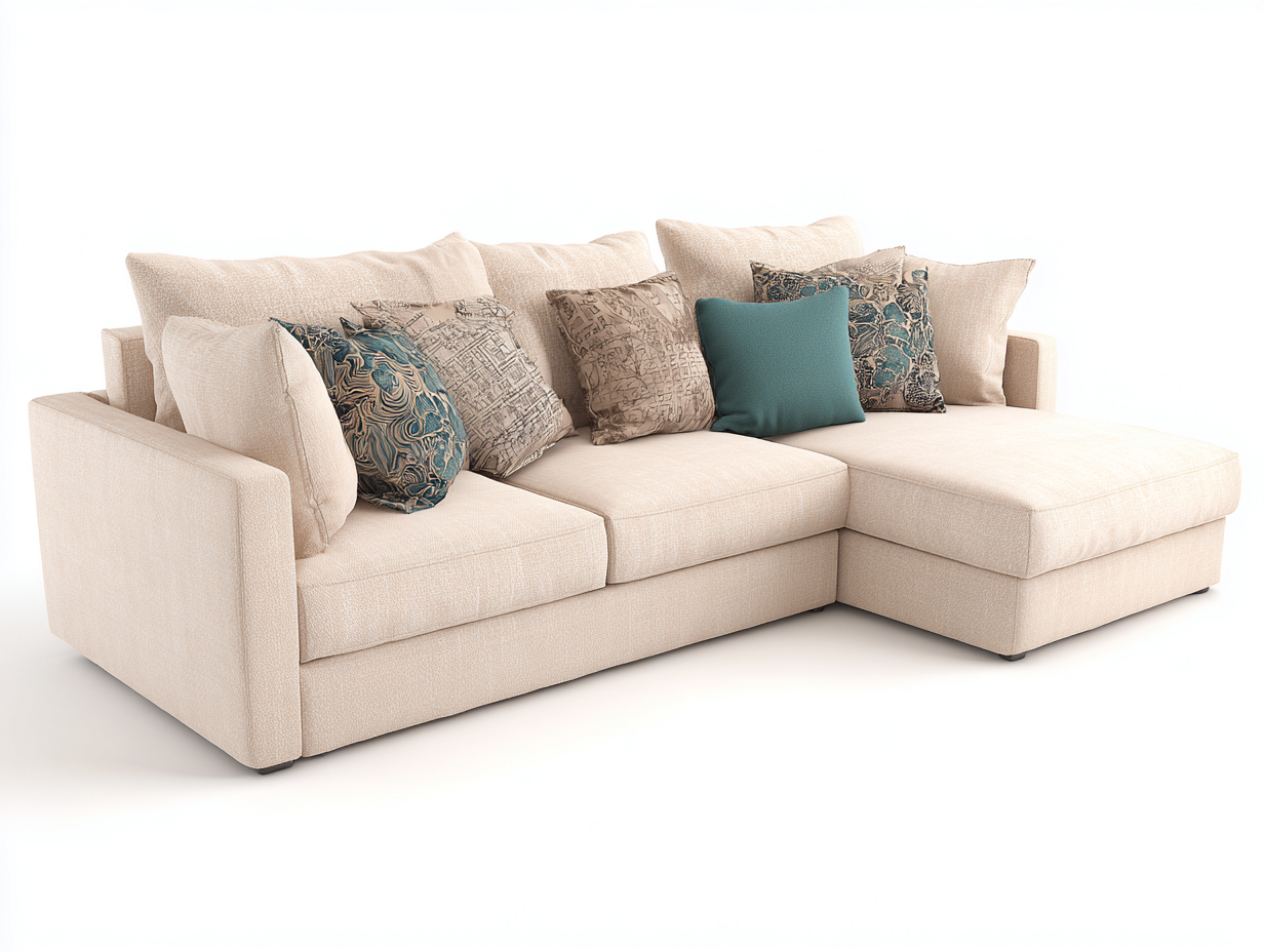 Canapé d'angle en tissu 255x160x82 cm - beige - style contemporain pour salon-Luxegetden