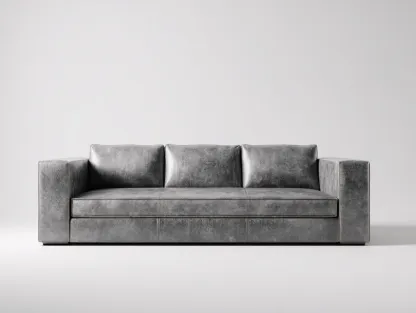 Canapé 3 places en cuir 215x90x78 cm - gris - design contemporain pour salon-Luxegetden