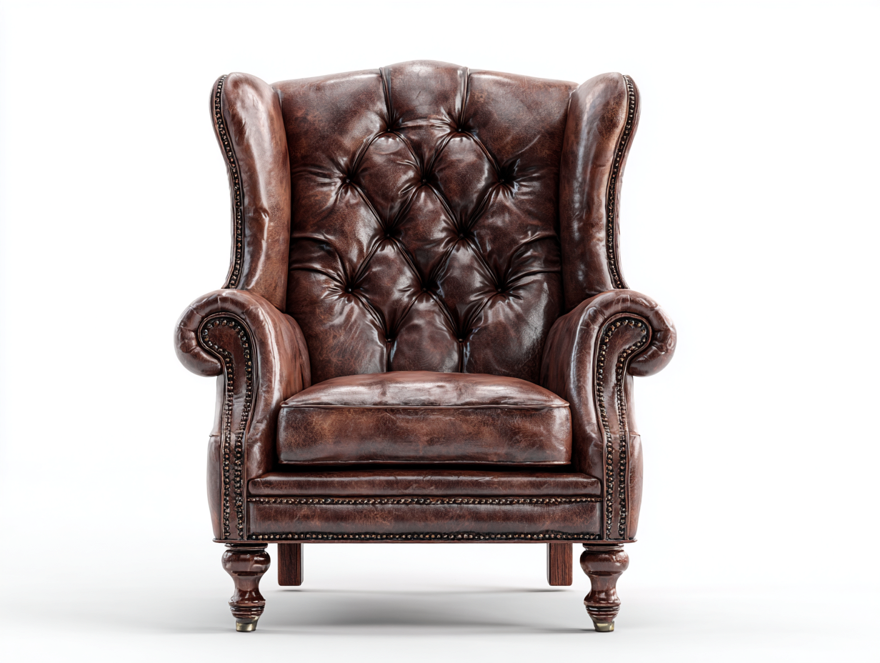 Fauteuil en cuir 90x92x108 cm - marron foncé - style classique pour salon-Luxegetden