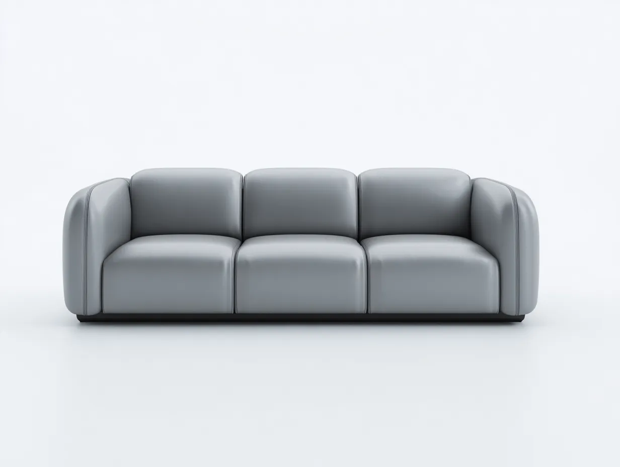 Canapé 3 places en cuir 215x92x80 cm - gris clair - design contemporain pour salon-Luxegetden