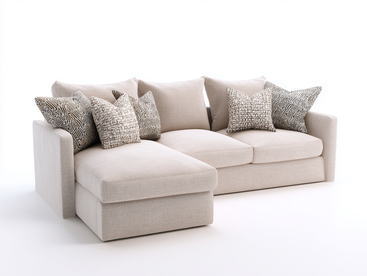 Canapé d'angle en tissu 260x155x83 cm - beige - style contemporain pour salon-Luxegetden