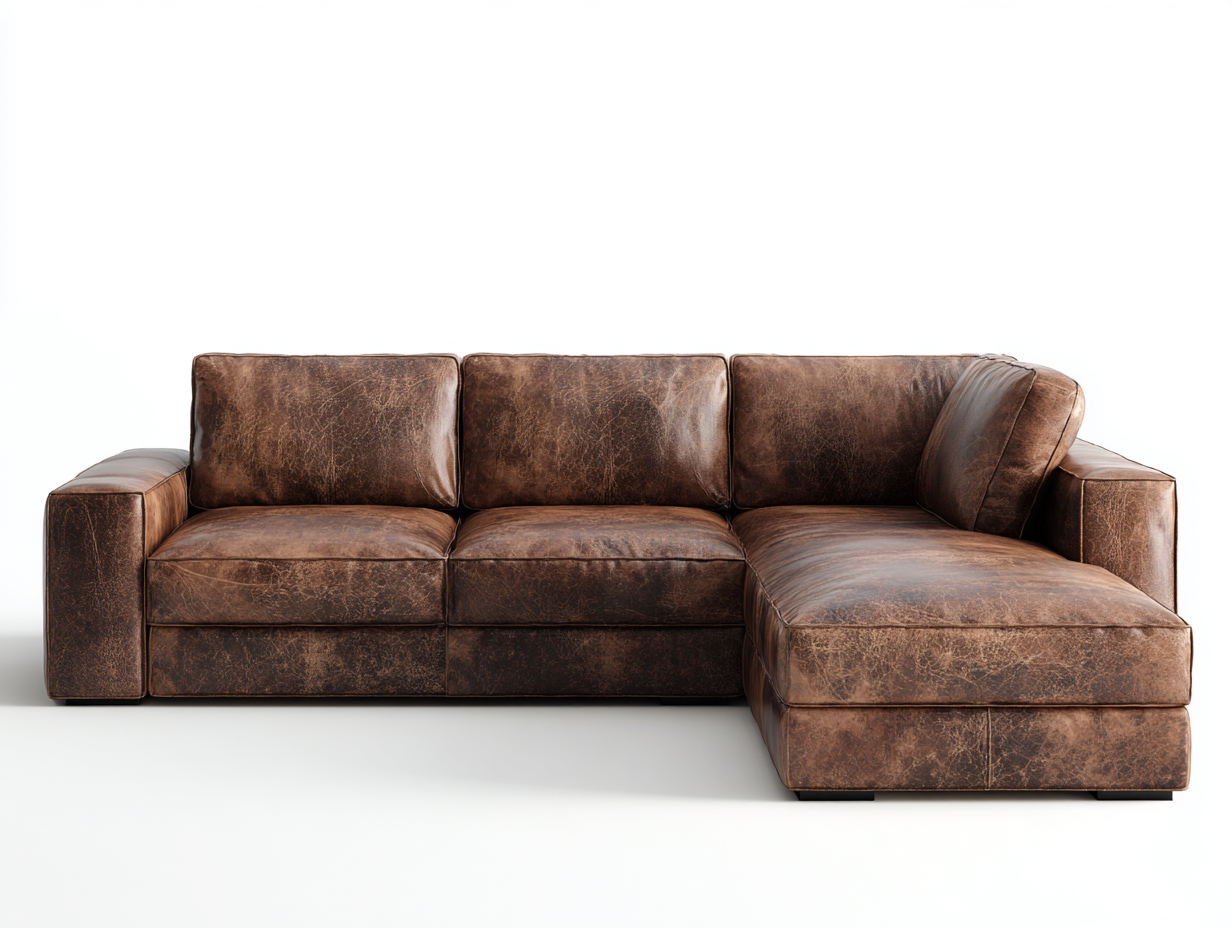 Canapé d'angle en cuir 270x165x82 cm - marron - design contemporain pour salon-Luxegetden