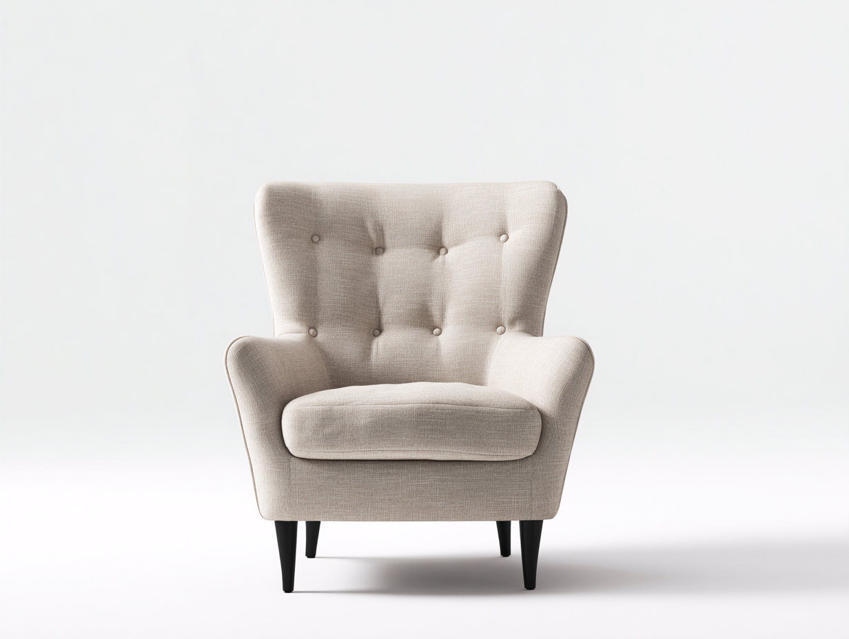 Fauteuil en tissu capitonné 76x82x88 cm - beige - style classique pour salon-Luxegetden