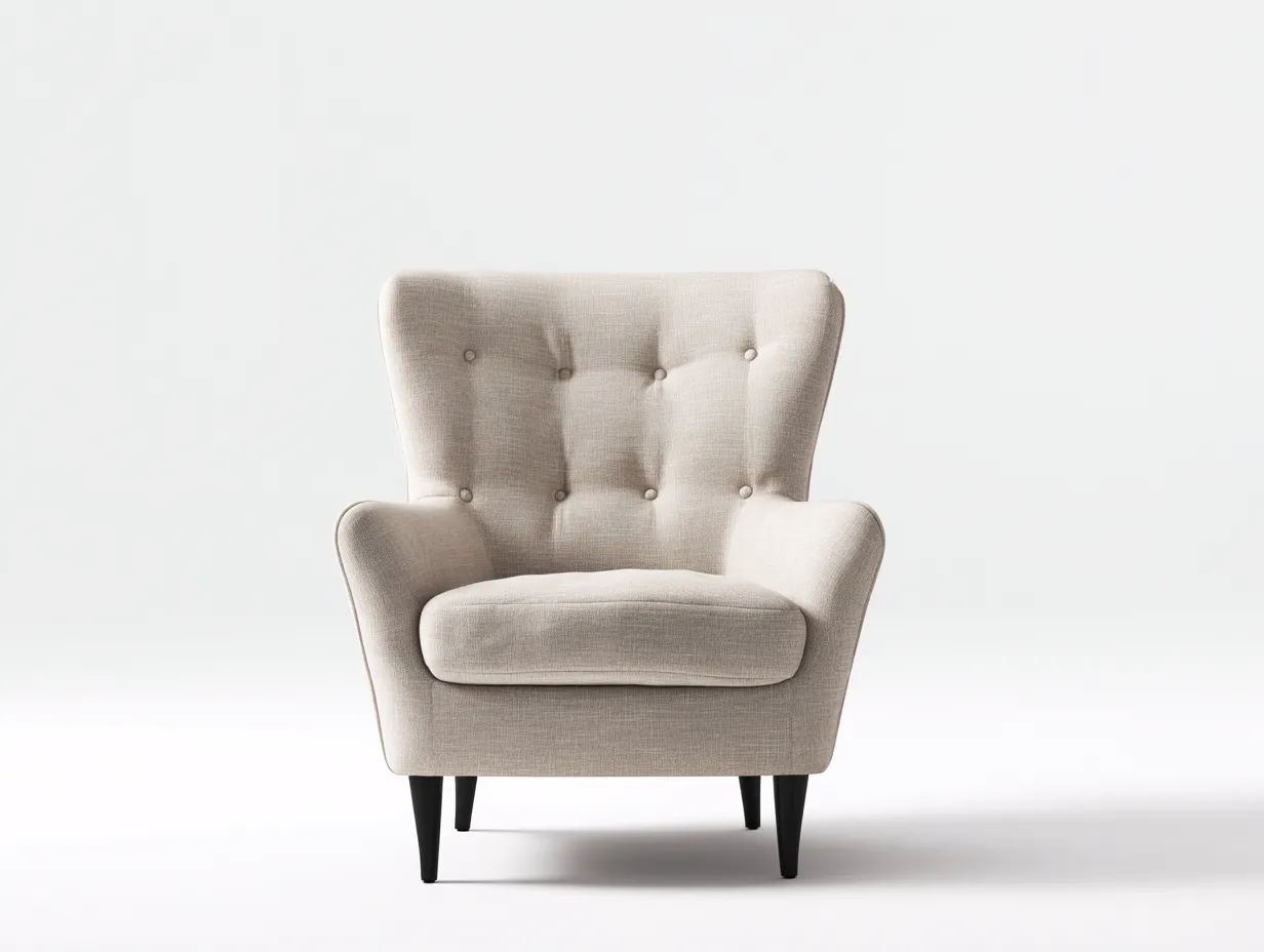 Fauteuil en tissu capitonné 76x82x88 cm - beige - style classique pour salon-Luxegetden