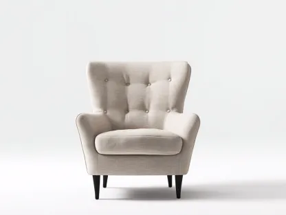 Fauteuil en tissu capitonné 76x82x88 cm - beige - style classique pour salon-Luxegetden