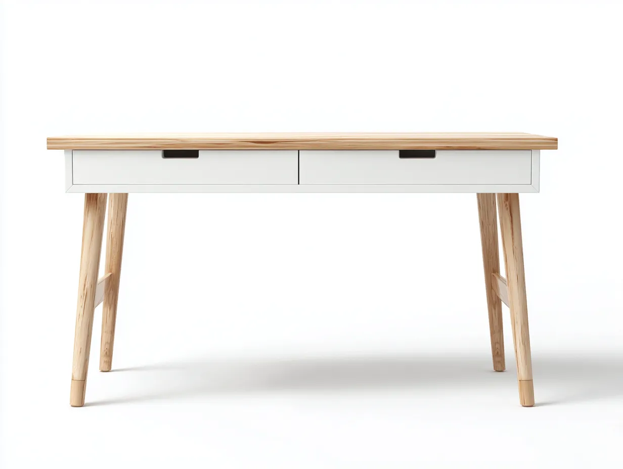 Schreibtisch-MDF-Holz-145x62x75 cm-Weiß-Natur-Modern-Nestgobase