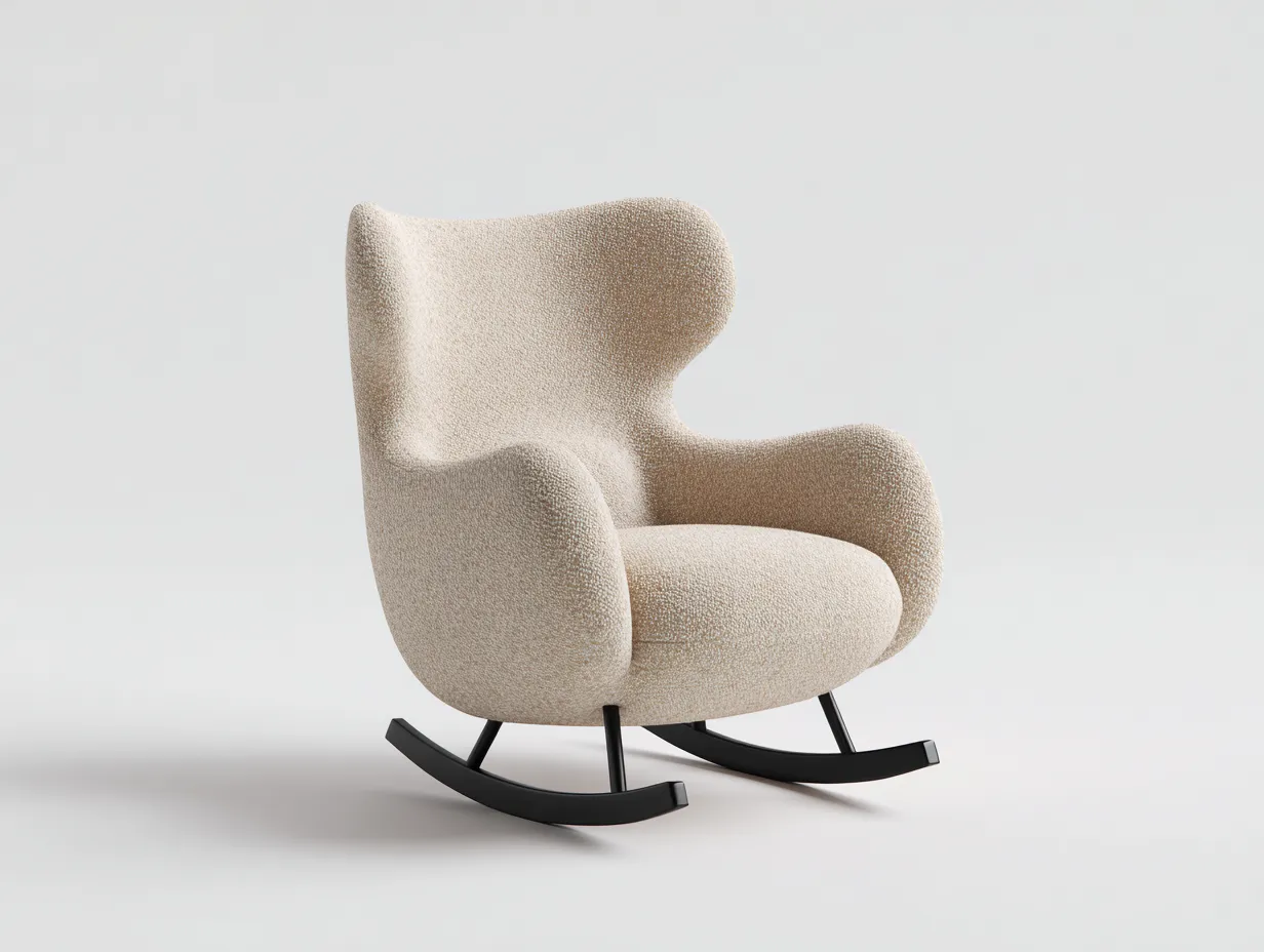 Schaukelstühle-Stoff-Metall-96x86x114 cm-Beige-Zeitgemäßes Design-Nestgobase