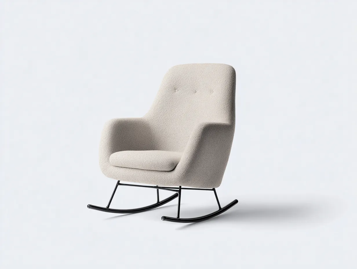 Schaukelstühle-Stoff-Metall-92x82x110 cm-Beige-Zeitgemäßes Design-Nestgobase