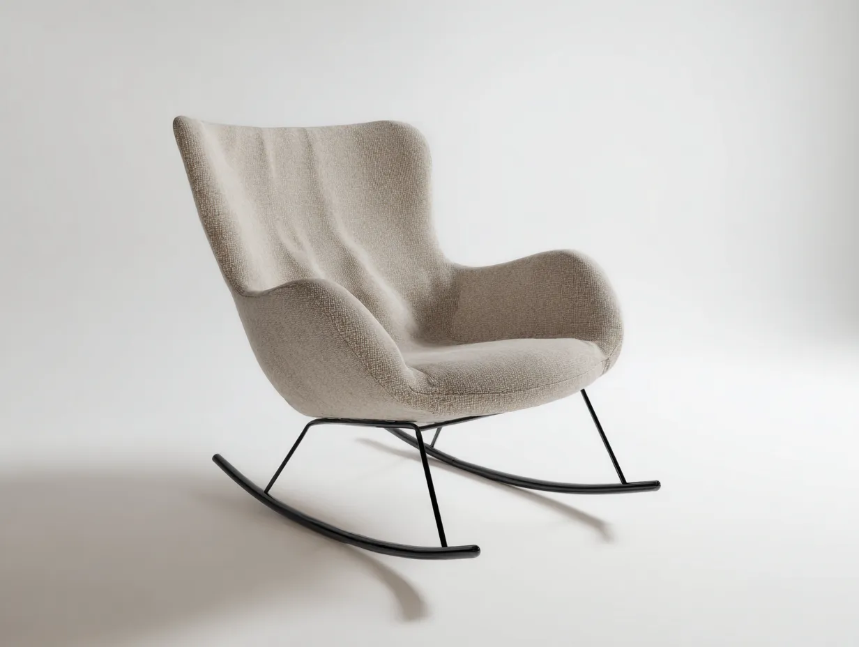 Schaukelstühle-Stoff-Metall-94x84x112 cm-Beige-Zeitgemäßes Design-Nestgobase