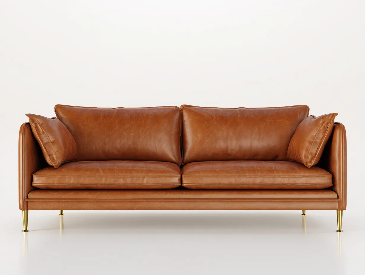 3 Sitzer Sofas-Leder-Metall-232x92x84 cm-Braun-Modern-Nestgobase